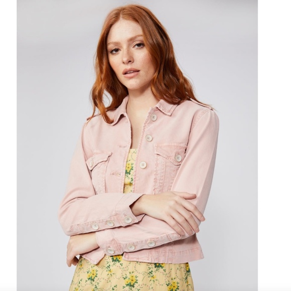 Paige Pacey Cropped Jacket in Vintage Rouge Glow Size Medium Pink - Picture 1 of 12